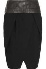 Leather trimmed wrap skirt by Alexander Wang at Net A Porter