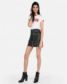 Leather zip front skirt at Express