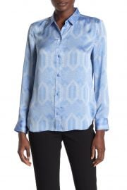 Leema Printed Button-Front Satin Blouse at Nordstrom Rack