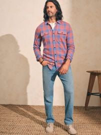 Legend Sweater Shirt - Rose Blue Check Faherty Brand at Faherty