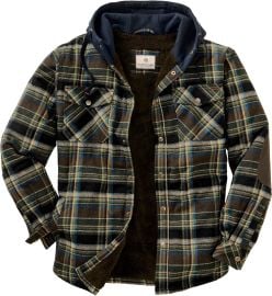 Legendary Whitetails Men\'s Camp Night Berber Lined Hooded Flannel Shirt Jacket - Walmart.com at Walmart