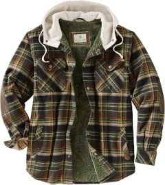 Legendary Whitetails Mens Hooded Plaid Flannel Berber Lined Shirt Jacket at Amazon
