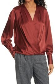 Lei Wrap Front Silk Blouse at Nordstrom