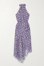 Leia floral-print silk crepe de chine halterneck midi dress at Net a Porter