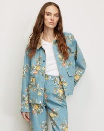 Leighton Floral Denim Jacket in Garden Bouquet at Veronica Beard