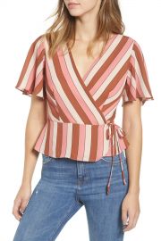 Leith   Stripe Wrap Blouse   Nordstrom Rack at Nordstrom Rack