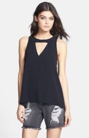 Leith Front Cutout Woven Tank at Nordstrom