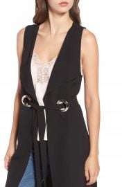 Leith Grommet Belted Longline Vest at Nordstrom