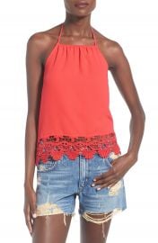 Leith Lace Trim Halter Top at Nordstrom