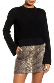 Leith Mock Neck Bell Sleeve Crop Sweater   Nordstrom at Nordstrom