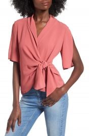 Leith Tie Front Wrap Top at Nordstrom