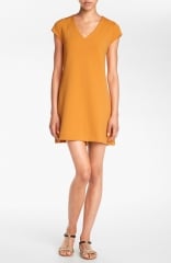 Leith V-Neck Shift Dress in orange at Nordstrom