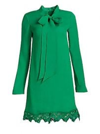 Lela Rose - Cloque Neck Tie Lace Hem Dress at Saks Fifth Avenue