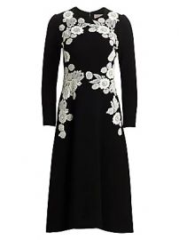 Lela Rose - Lace Appliqu   Wool Crepe Dress at Saks Fifth Avenue