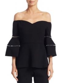 Lela Rose - Off-The-Shoulder Bell-Sleeve Top at Saks Fifth Avenue