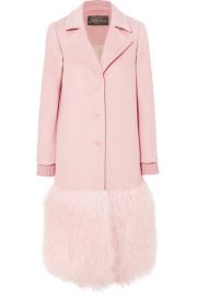 Lela Rose - Shearling-trimmed wool coat at Net A Porter