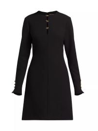 Lela Rose Bow Accented Long Sleeve Minidress at Saks Fifth Avenue