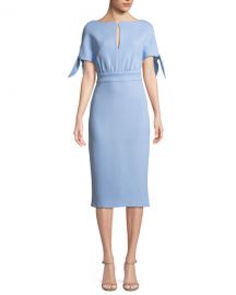 Lela Rose Bow-Tie Cape-Sleeve Wool-Blend Sheath Dress   Neiman at Neiman Marcus