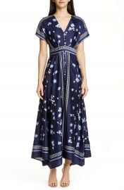 Lela Rose Button Front Handkerchief Hem Maxi Dress   Nordstrom at Nordstrom