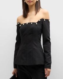 Lela Rose Faux Pear Detailed Off The Shoulder Top at Neiman Marcus