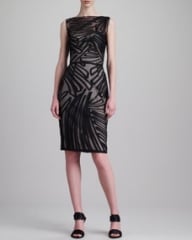 Lela Rose Fil Coupe Boat-Neck Dress Black at Neiman Marcus