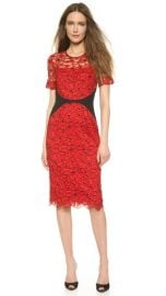 Lela Rose Fitted Lace Sheath Dress at Shopbop