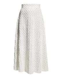 Lela Rose Floral-Embroidered Eyelet Full Skirt at Neiman Marcus