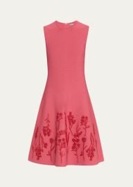 Lela Rose Floral Embroidered Sleeveless Mini Dress - at Bergdorf Goodman