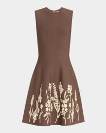 Lela Rose Floral Embroidered Sleeveless Mini Dress at Neiman Marcus