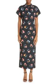 Lela Rose Floral Print Crepe Midi Sheath Dress at Nordstrom