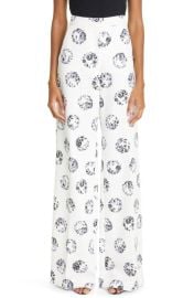 Lela Rose Floral Print High Waist Wide Leg Pants at Nordstrom