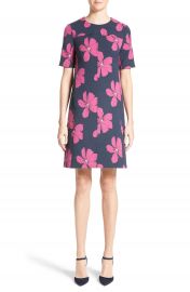 Lela Rose Floral Print Stretch Jacquard Tunic Dress at Nordstrom