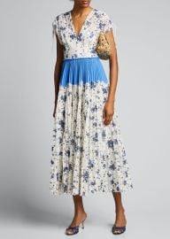 Lela Rose Floral Printed Corded Lace Pleated Dress - at Bergdorf Goodman