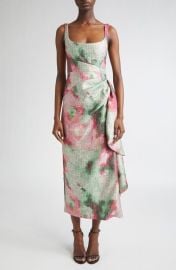 Lela Rose Florence Scoop Neck Textured Satin Sheath Dress at Nordstrom