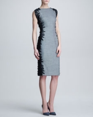 Lela Rose Flutter-Lace Sheath Dress at Neiman Marcus