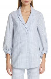 Lela Rose Gingham Tropical Wool Blouse   Nordstrom at Nordstrom