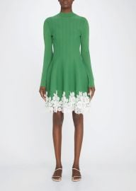 Lela Rose Knit Floral Lace Flared Dress - at Bergdorf Goodman