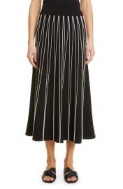 Lela Rose Linear Stripe Knit Midi Skirt at Nordstrom