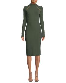 Lela Rose Long Sleeve Sheath Dress with Cross stitch Detailing at Bergdorf Goodman