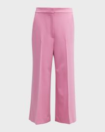 Lela Rose Nota Straight-Leg Twill Pants at Neiman Marcus