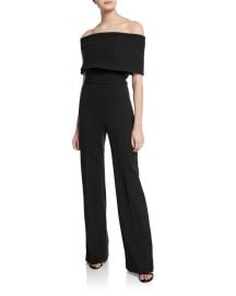 Lela Rose Off-the-Shoulder Crepe Jumpsuit at Neiman Marcus