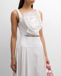 Lela Rose Oversize Rose Detail Crop Top at Neiman Marcus