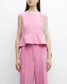 Lela Rose Peplum Twill Top at Neiman Marcus