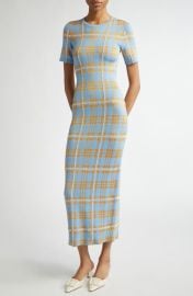 Lela Rose Plaid Whipstitch Trim Midi Sheath Dress at Nordstrom