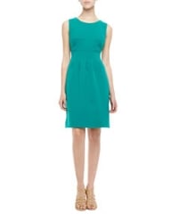 Lela Rose Sleeveless Classic Sheath Dress Jade at Neiman Marcus