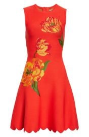 Lela Rose Sleeveless Floral Scallop Hem Fit Flare Dress at Nordstrom