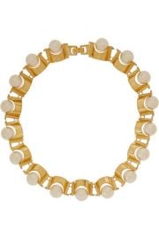 Lele Sadoughi   Groove gold-plated faux pearl necklace at Net A Porter