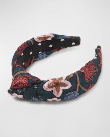 Lele Sadoughi Embroidered Lace Knotted Headband at Neiman Marcus