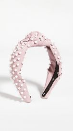 Lele Sadoughi Faux Leather Imitation Pearl Knotted Headband at Shopbop