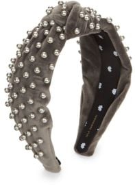 Lele Sadoughi Faux Pearl Embellished Knotted Velvet Headband at Saks Fifth Avenue